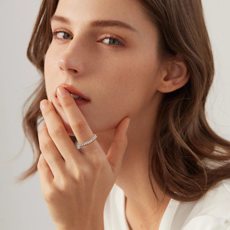 ANZIW 2 Carat All Moissanite Ring Bridal Sets Silver 925 Solitaire Engagement Wedding Rings & Stackable Eternity Bands for Women