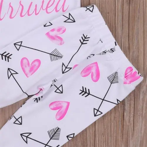 Baby Girls 2-Piece Outfit — Long Sleeve Arrow Jumpsuit & Pants Set