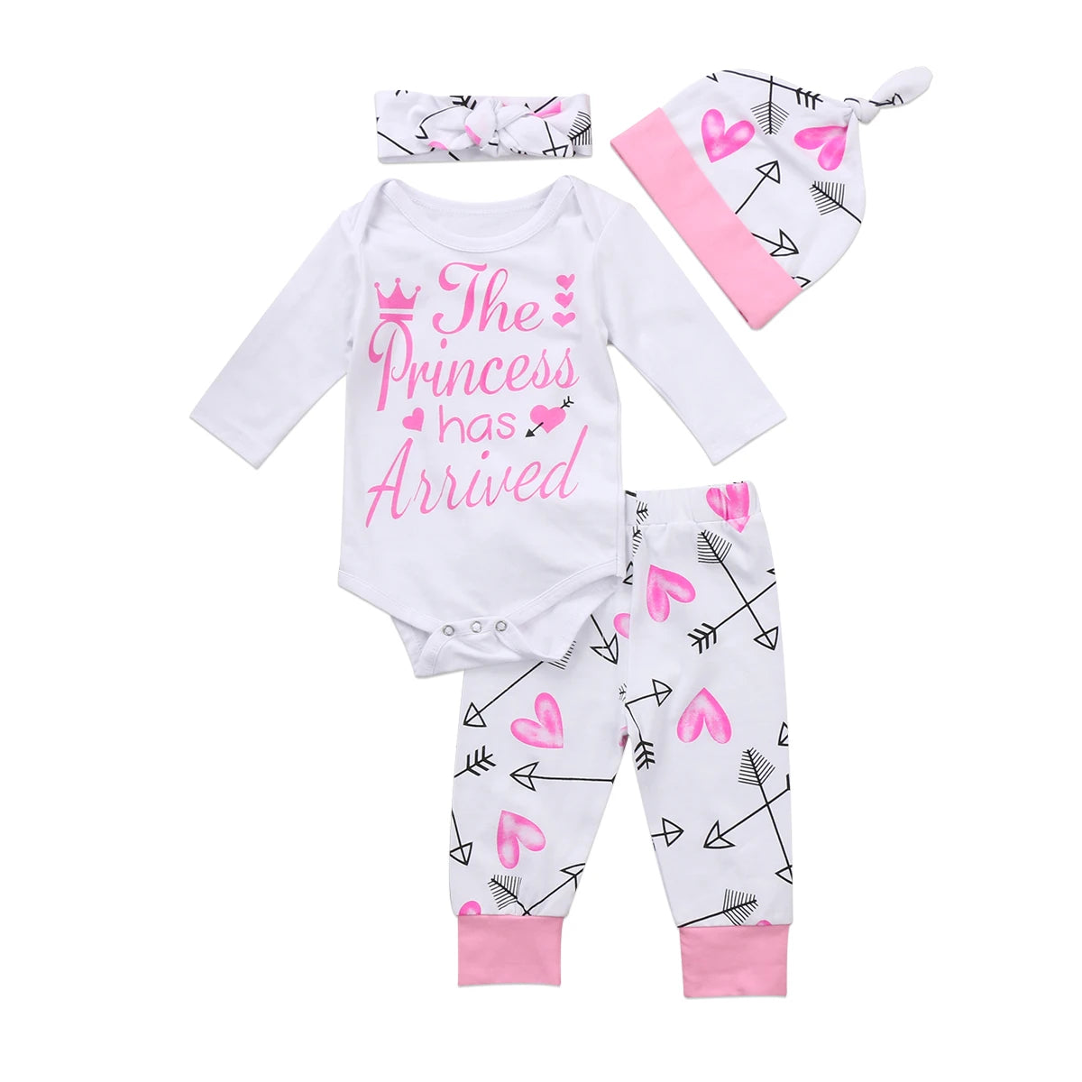 Baby Girls 2-Piece Outfit — Long Sleeve Arrow Jumpsuit & Pants Set