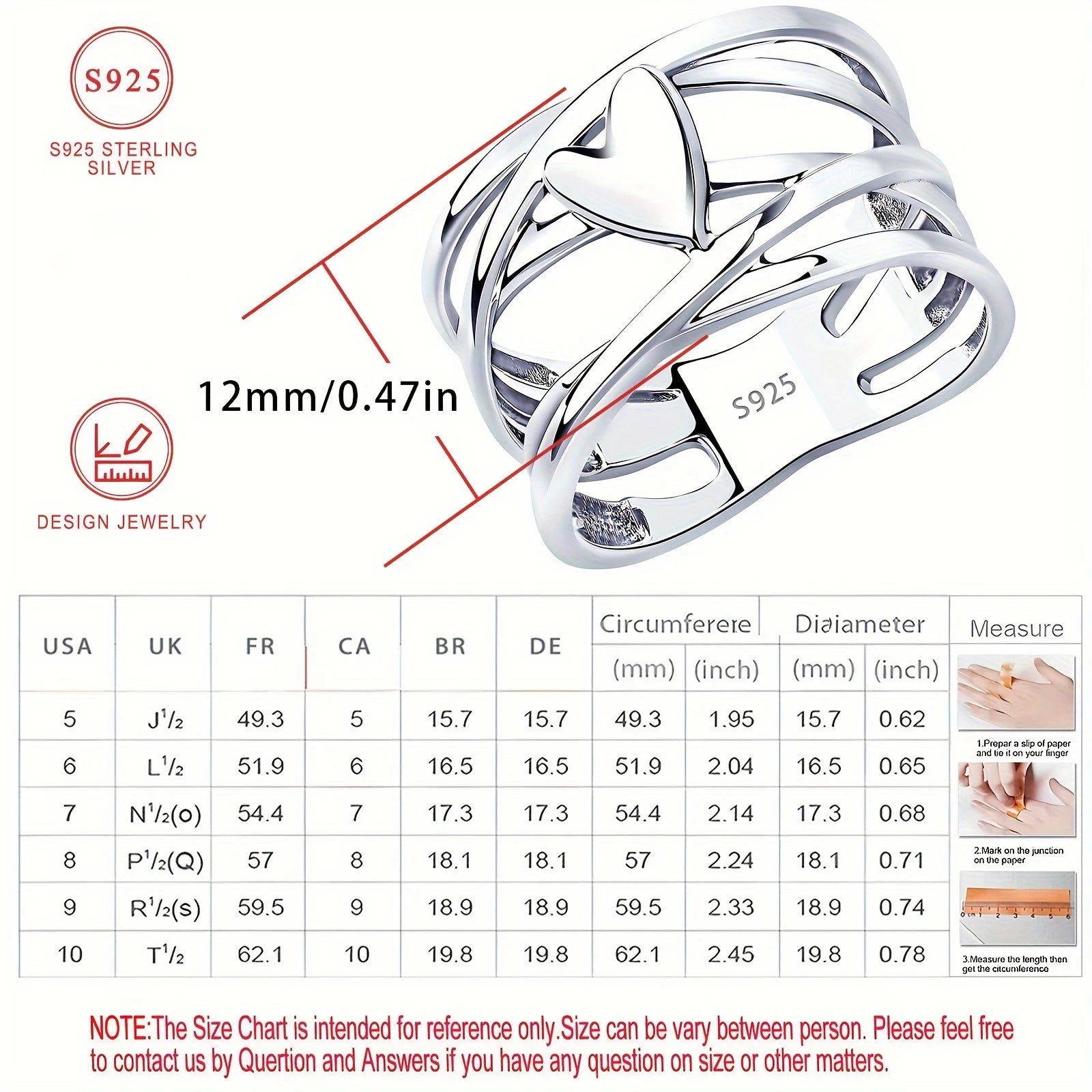 Chic French Style 925 Sterling Silver Heart-Shaped Ring Unique Design Women's Fashion Jewelry Perfect for Everyday Accessories