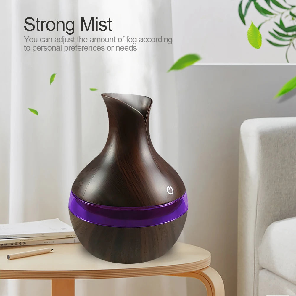 Air Humidifier with 7-Colors Mood LED Aromatherapy Diffuser 300ml Cool Mist Maker with USB Rechargeable for home bedroom