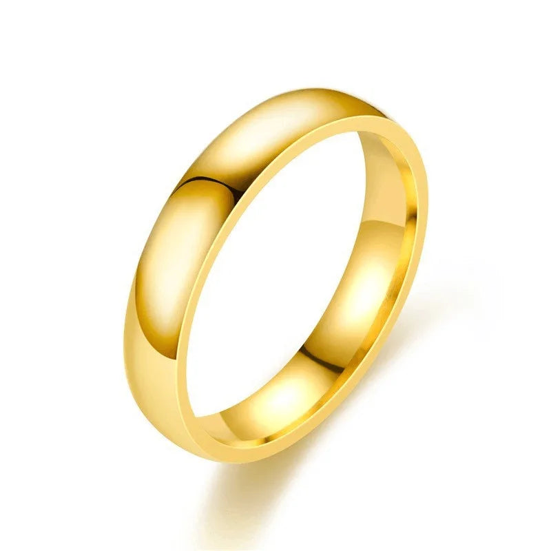 stainless steel Gold Color Fashion Alloy Rings Men and Women Smooth Lover Antithes Simple Ring Long Lasting Never Fade Jewelry