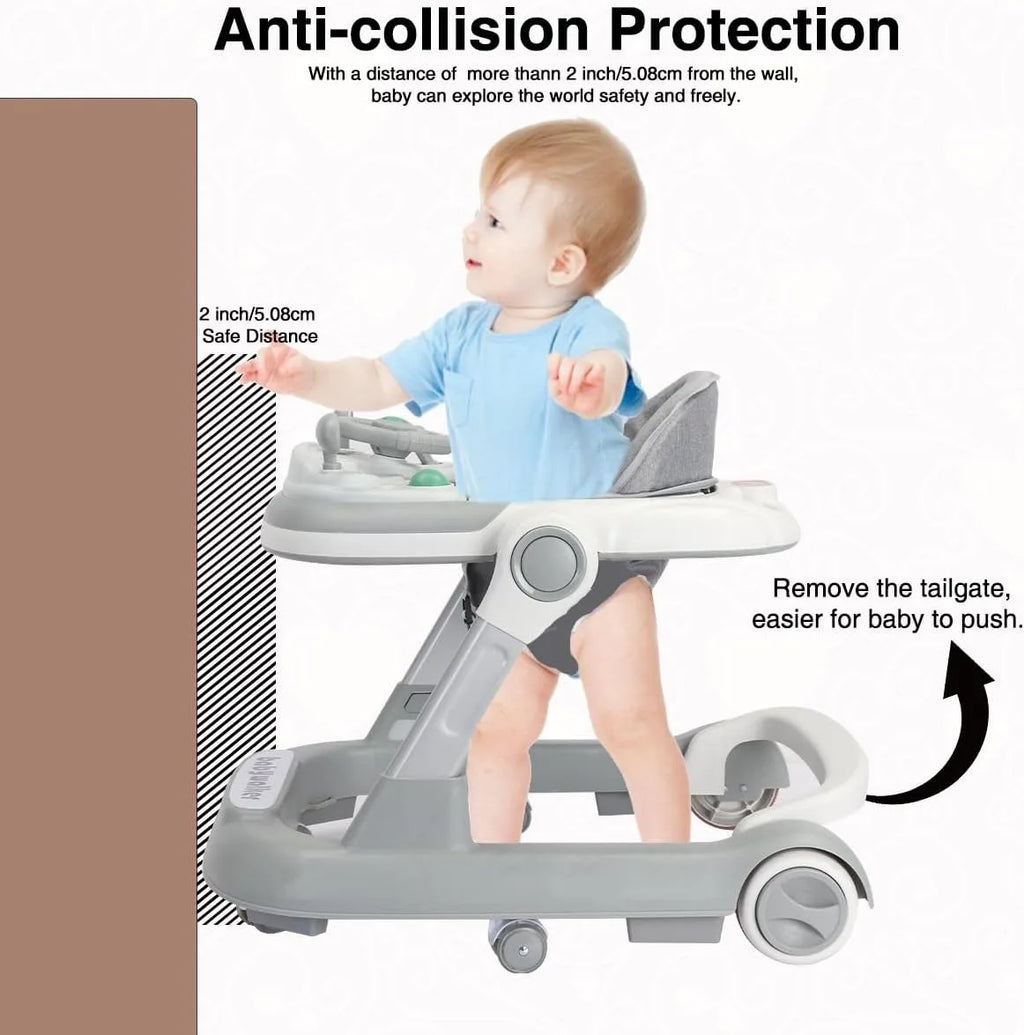 2-in-1 Foldable Baby Walker with Tray