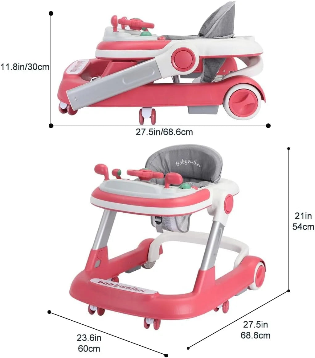 2-in-1 Foldable Baby Walker with Tray