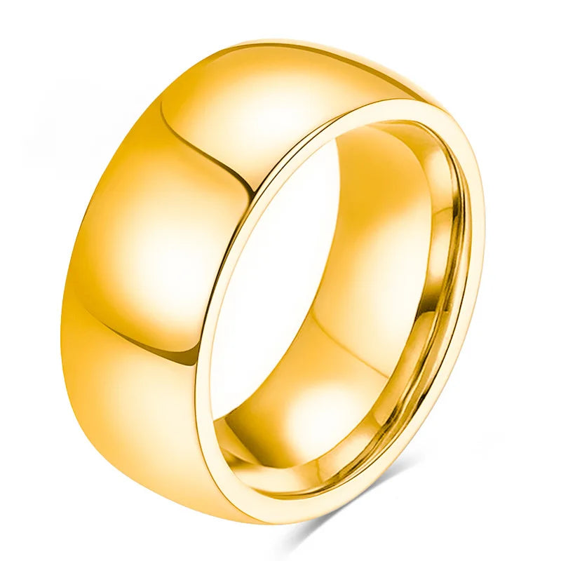 stainless steel Gold Color Fashion Alloy Rings Men and Women Smooth Lover Antithes Simple Ring Long Lasting Never Fade Jewelry
