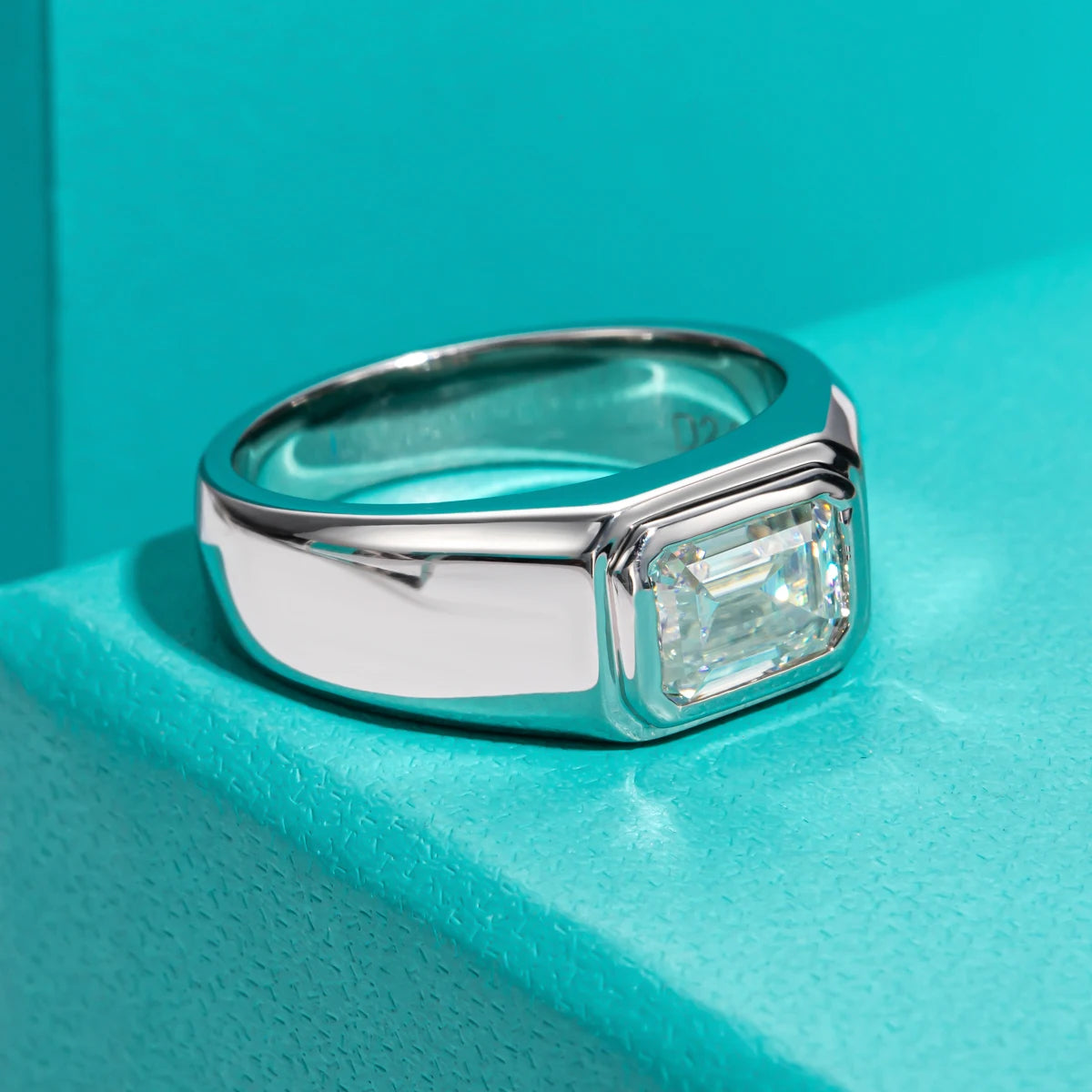 AnuJewel 2ct D Color Emerald  Moissanite Men Ring 925 Sterling Silver 18K Gold Plated Engagement Rings For Man Jewelry Wholesale