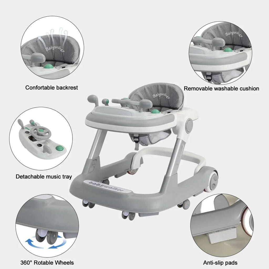 2-in-1 Foldable Baby Walker with Tray