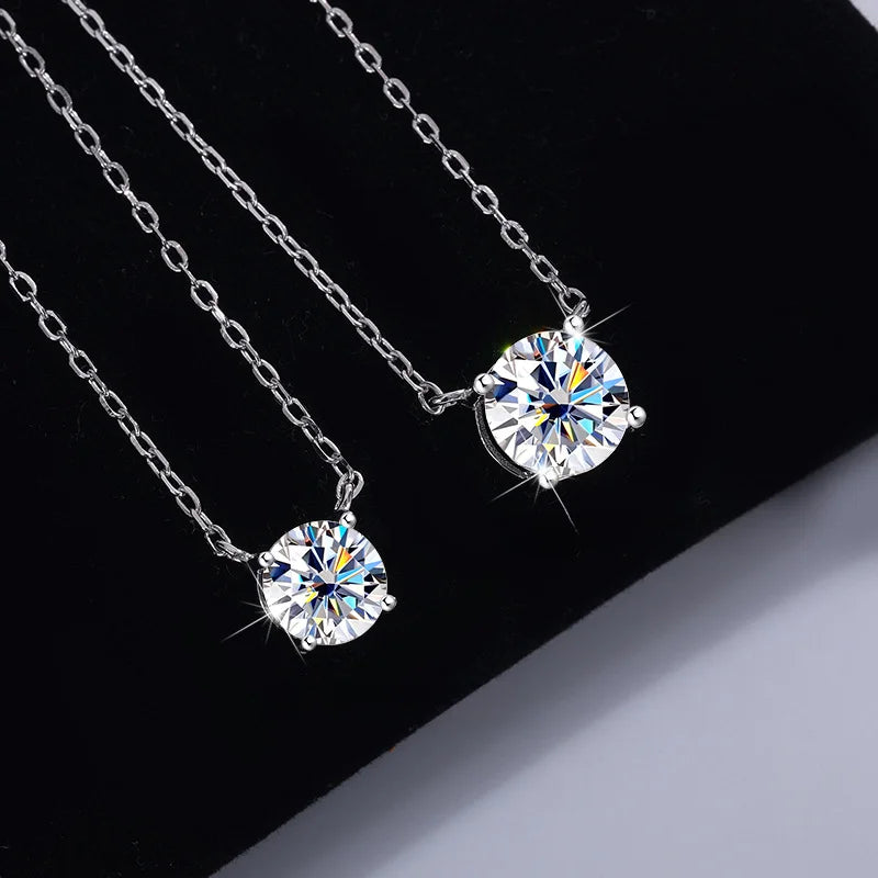 Moissanite Dia 6.5mm 0.5-5CT Woman Pendant Sier Necklace For Women Chains Party Bridal Fine Jewelry 925sterling Silver Necklace