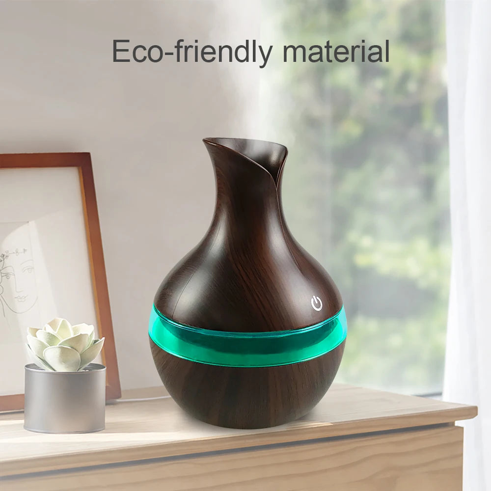 Air Humidifier with 7-Colors Mood LED Aromatherapy Diffuser 300ml Cool Mist Maker with USB Rechargeable for home bedroom