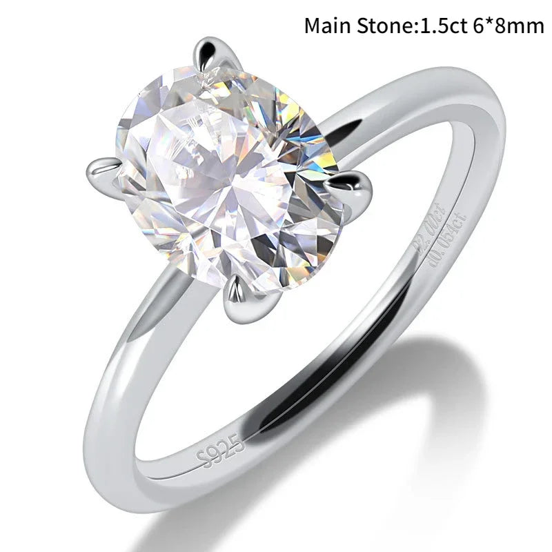 M-JAJA Oval Moissanite Engagement Ring for Women S925 Silver Solitaire Ring with Hidden Halo 1-3ct D VVSI Diamond Wedding Band