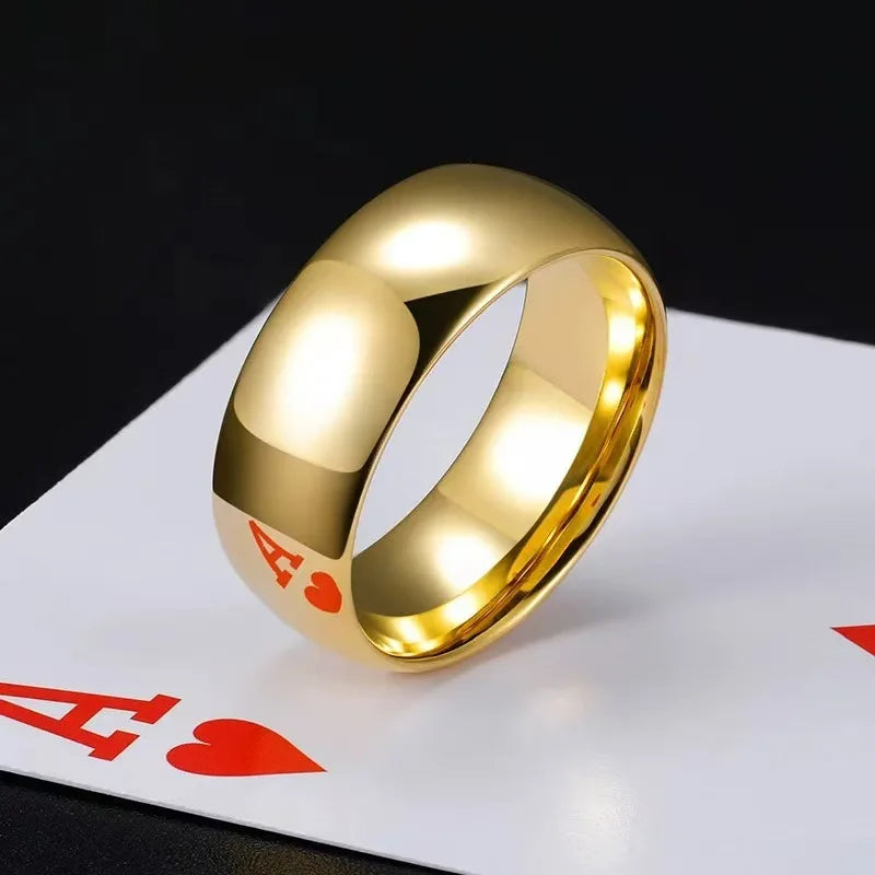 stainless steel Gold Color Fashion Alloy Rings Men and Women Smooth Lover Antithes Simple Ring Long Lasting Never Fade Jewelry