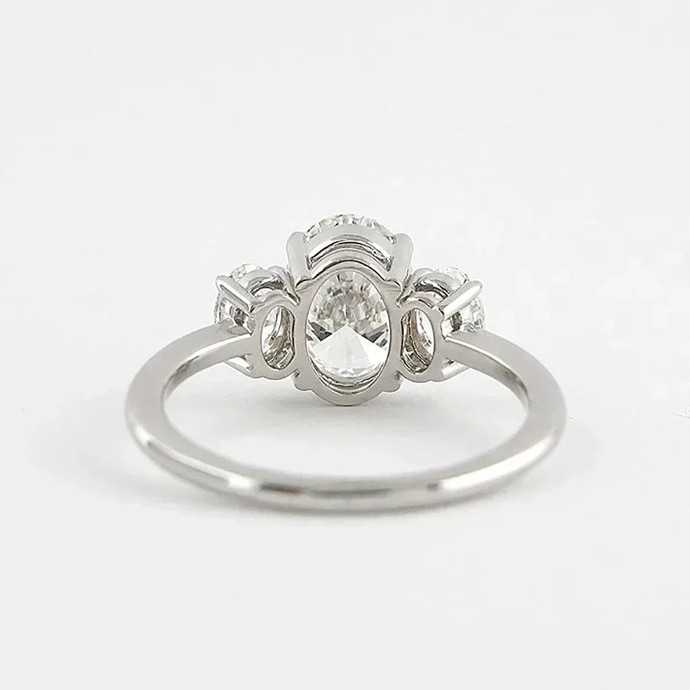 3/6cttw Real Moissanite Engagement Ring with Certificate 3-Stone Oval Cut Diamond Wedding Ring for Women 925 Silver Fine Jewelry