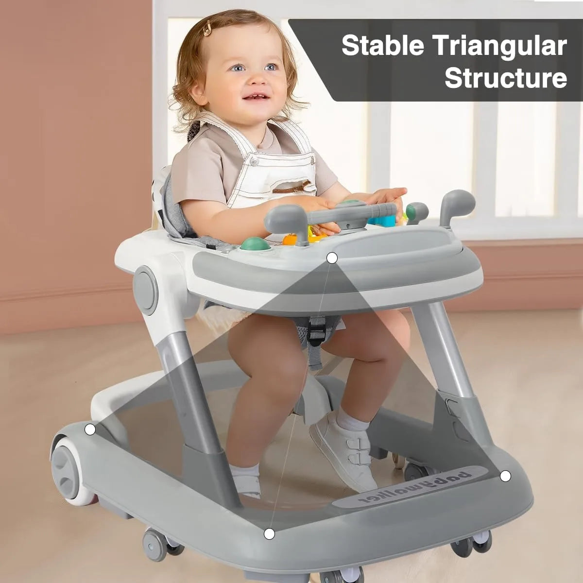 2-in-1 Foldable Baby Walker with Tray