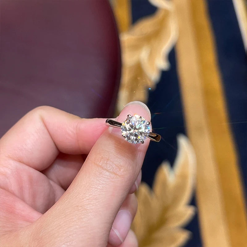 ANZIW 2 Carat All Moissanite Ring Bridal Sets Silver 925 Solitaire Engagement Wedding Rings & Stackable Eternity Bands for Women