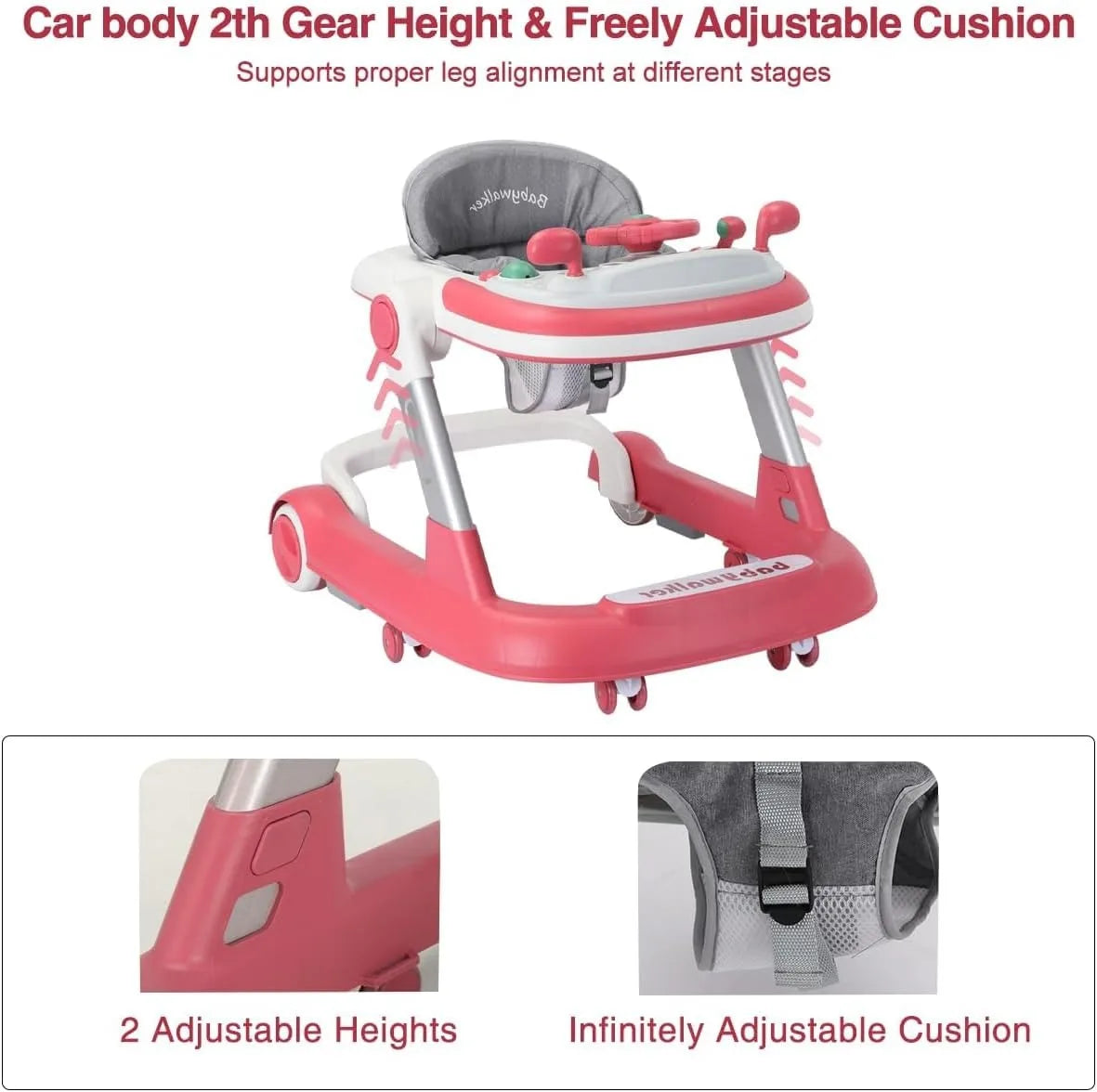 2-in-1 Foldable Baby Walker with Tray