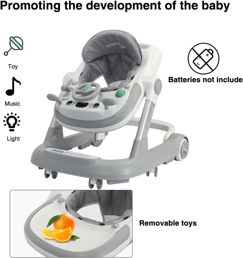 2-in-1 Foldable Baby Walker with Tray