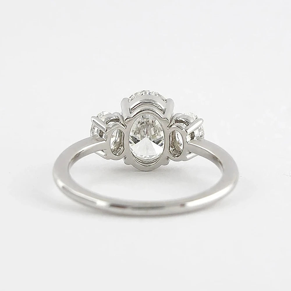 3/6cttw Real Moissanite Engagement Ring with Certificate 3-Stone Oval Cut Diamond Wedding Ring for Women 925 Silver Fine Jewelry